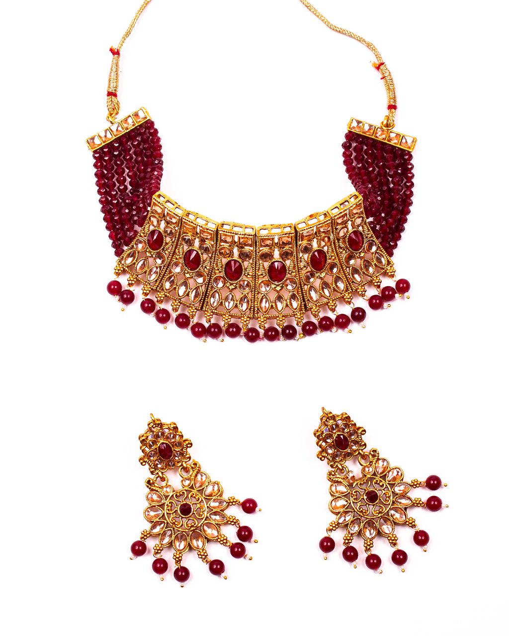 Gold-Polished Alloy Crystal & Alloy Designer Choker Necklace - The Pari