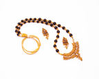 Gold-Polished Alloy Black Beaded Necklace Set - The Pari