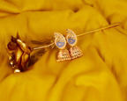 Gold-Plated Alloy Enamel & Stone Studded Jhumki Earrings - The Pari - Distacart