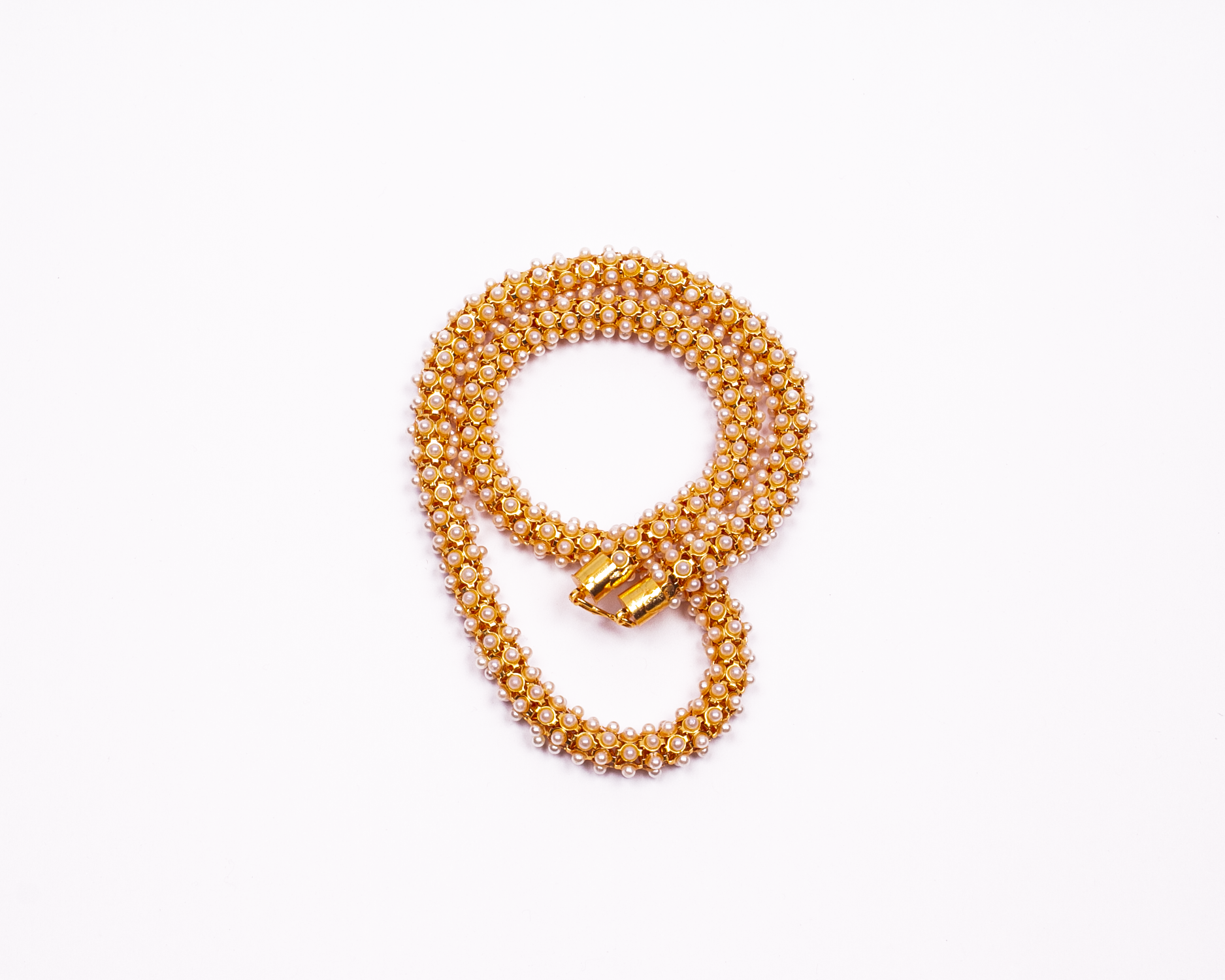 Gold-Polished Alloy Pearl Studded Chain Necklace - The Pari
