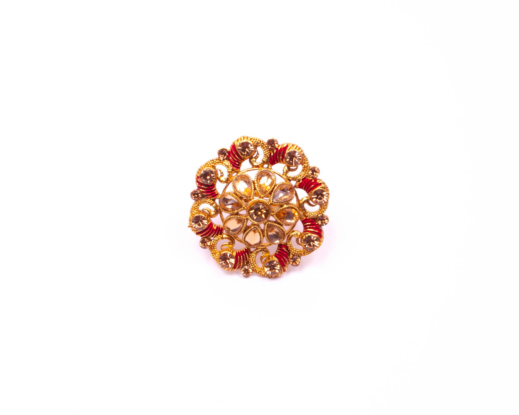 Gold-Polished Alloy Ethnic Designer Cocktail Ring - The Pari