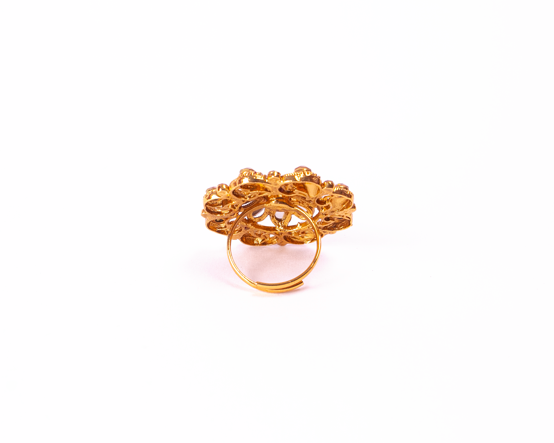 Gold-Polished Alloy Ethnic Designer Cocktail Ring - The Pari