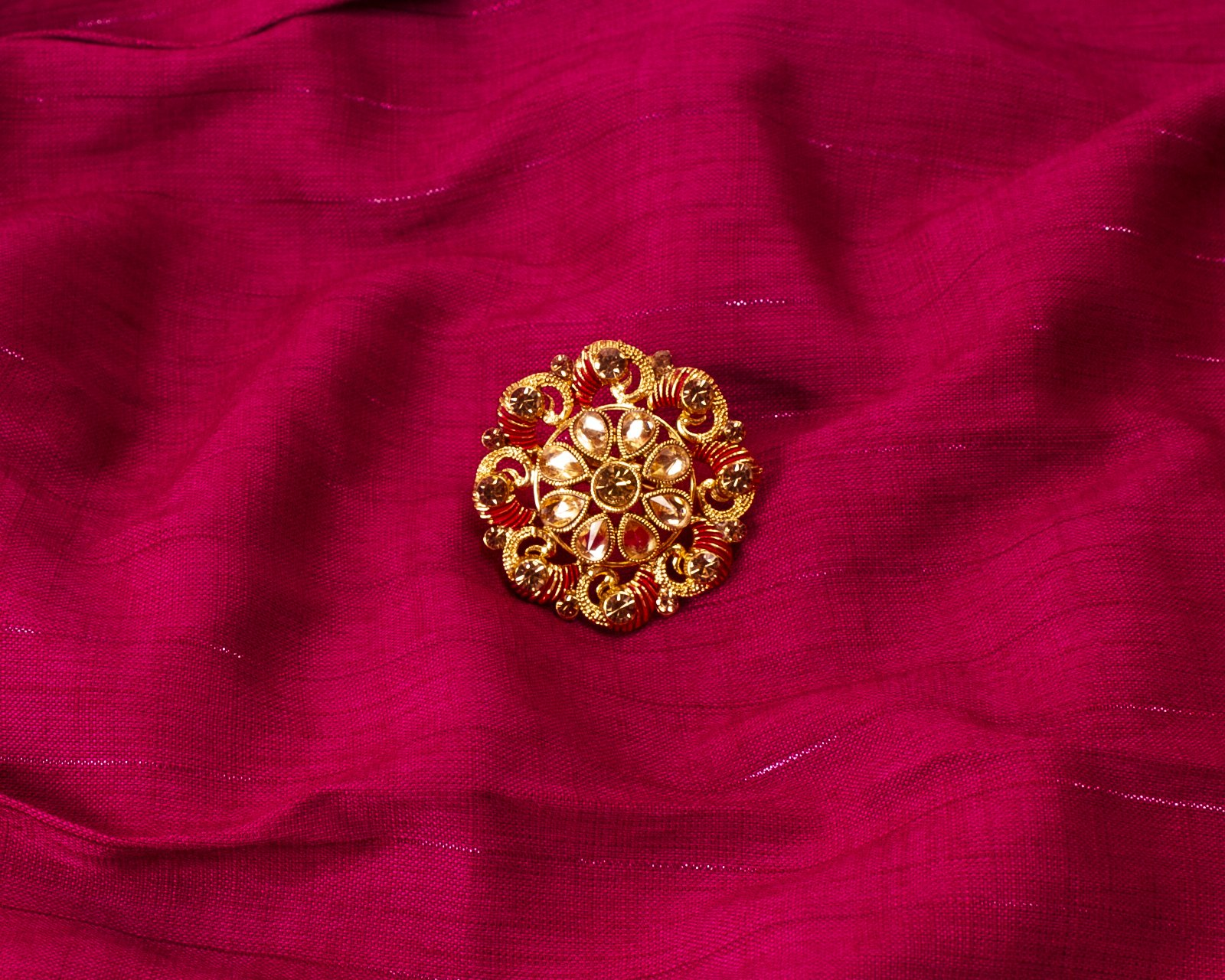 Gold-Polished Alloy Ethnic Designer Cocktail Ring - The Pari