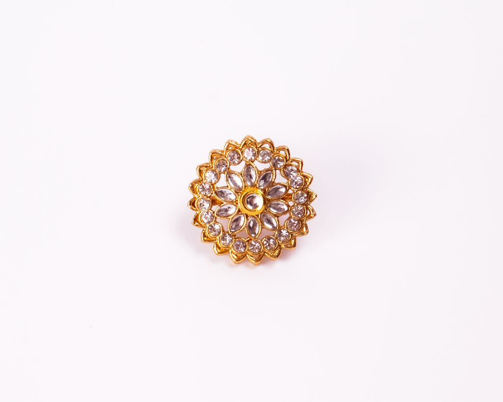 Gold-Polished Alloy Classic Ethnic Cocktail Ring - The Pari