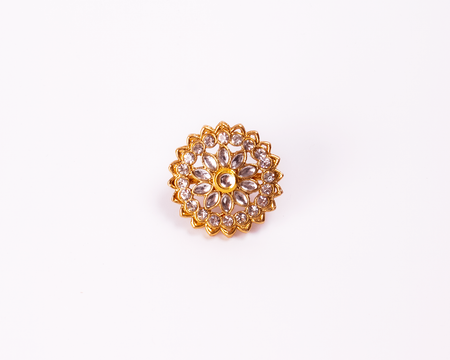 Gold-Polished Alloy Classic Ethnic Cocktail Ring - The Pari