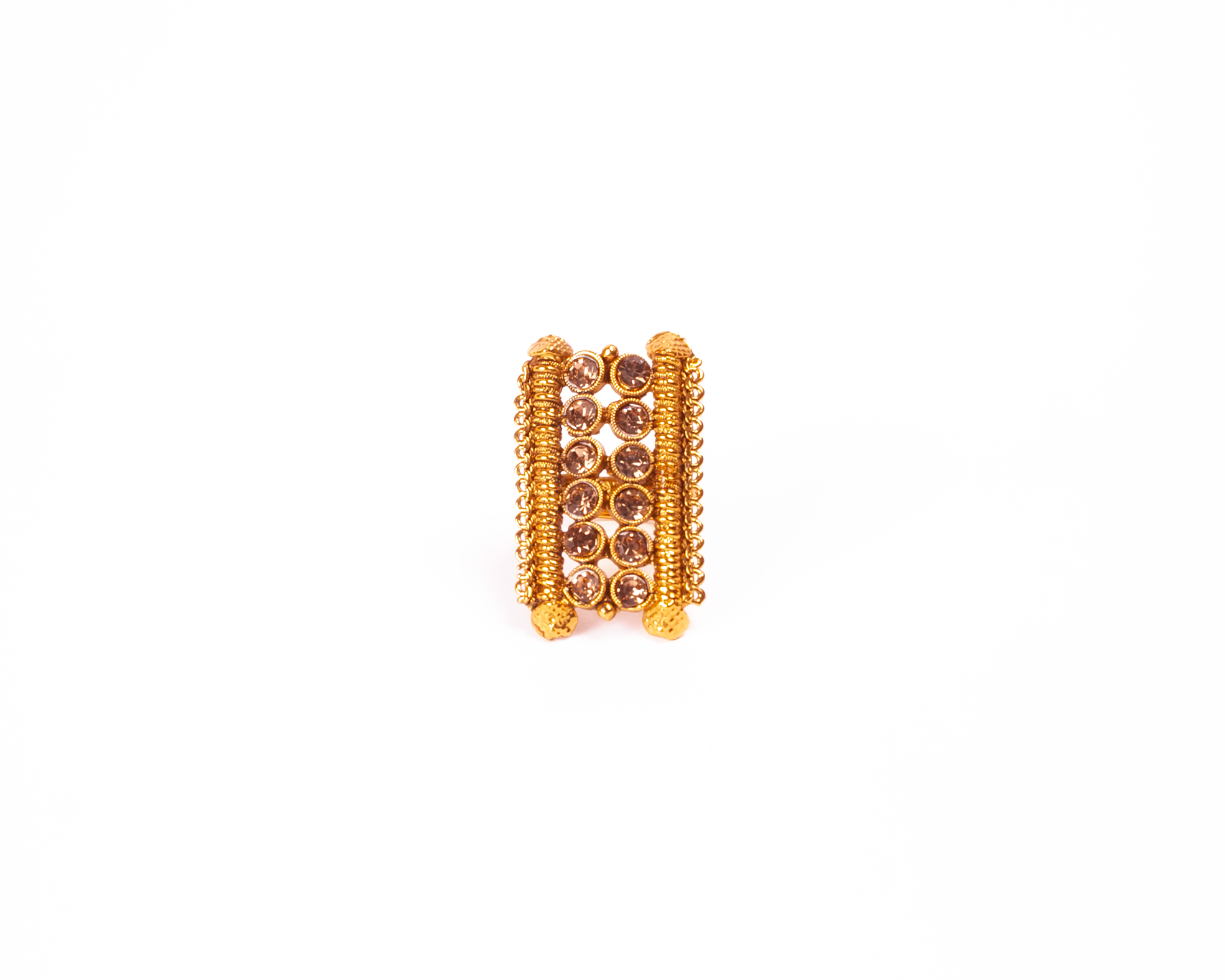 Gold-Polished Alloy Ethnic Designer Cocktail Ring - The Pari