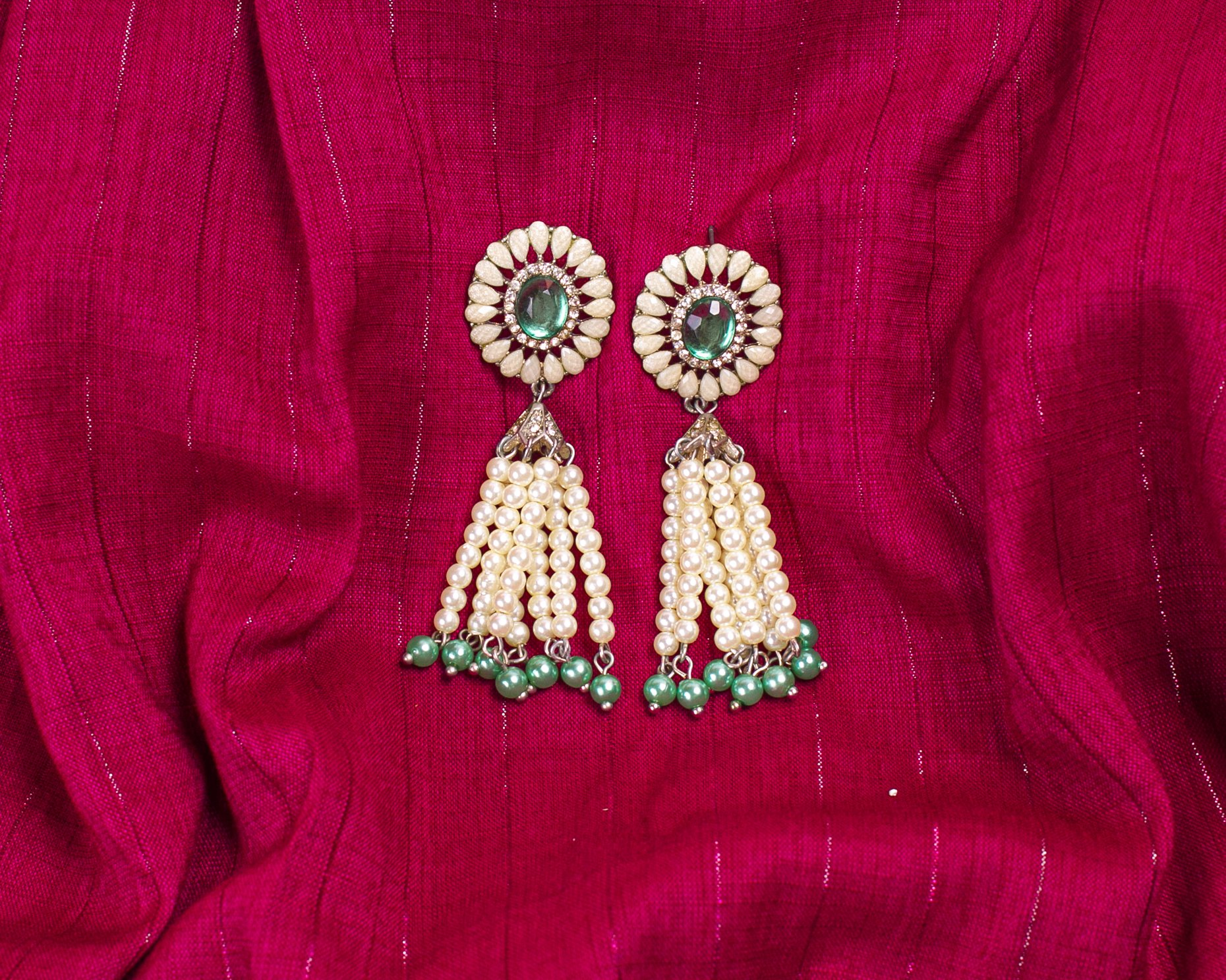 Gold-Plated Alloy Pearl Round Designer Earrings - The Pari - Distacart