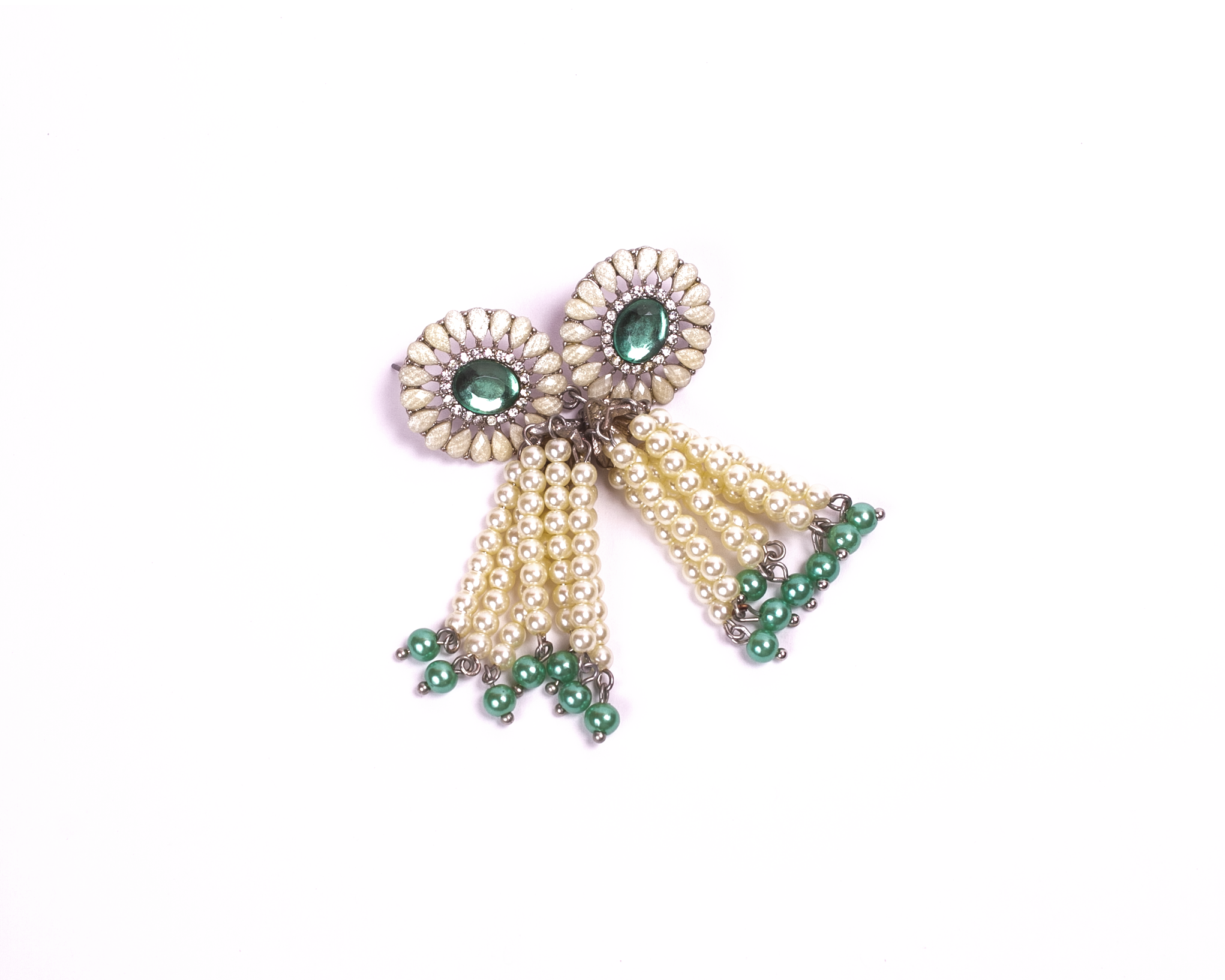 Gold-Plated Alloy Pearl Round Designer Earrings - The Pari - Distacart