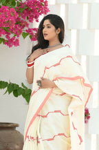 Beatitude Off White Cotton Handloom Saree