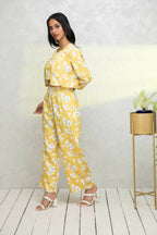 Myshka Women Yellow Printed Pastels Co-Ords - Distacart