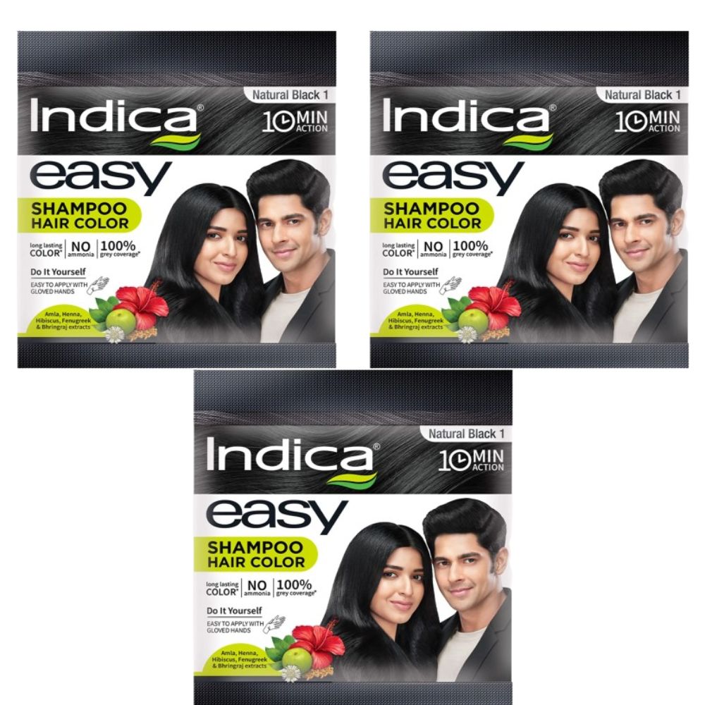 Indica Easy Hair Color Shampoo Natural Black - Distacart