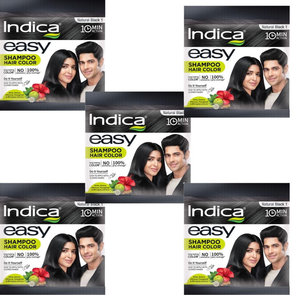Indica Easy Hair Color Shampoo Natural Black - Distacart