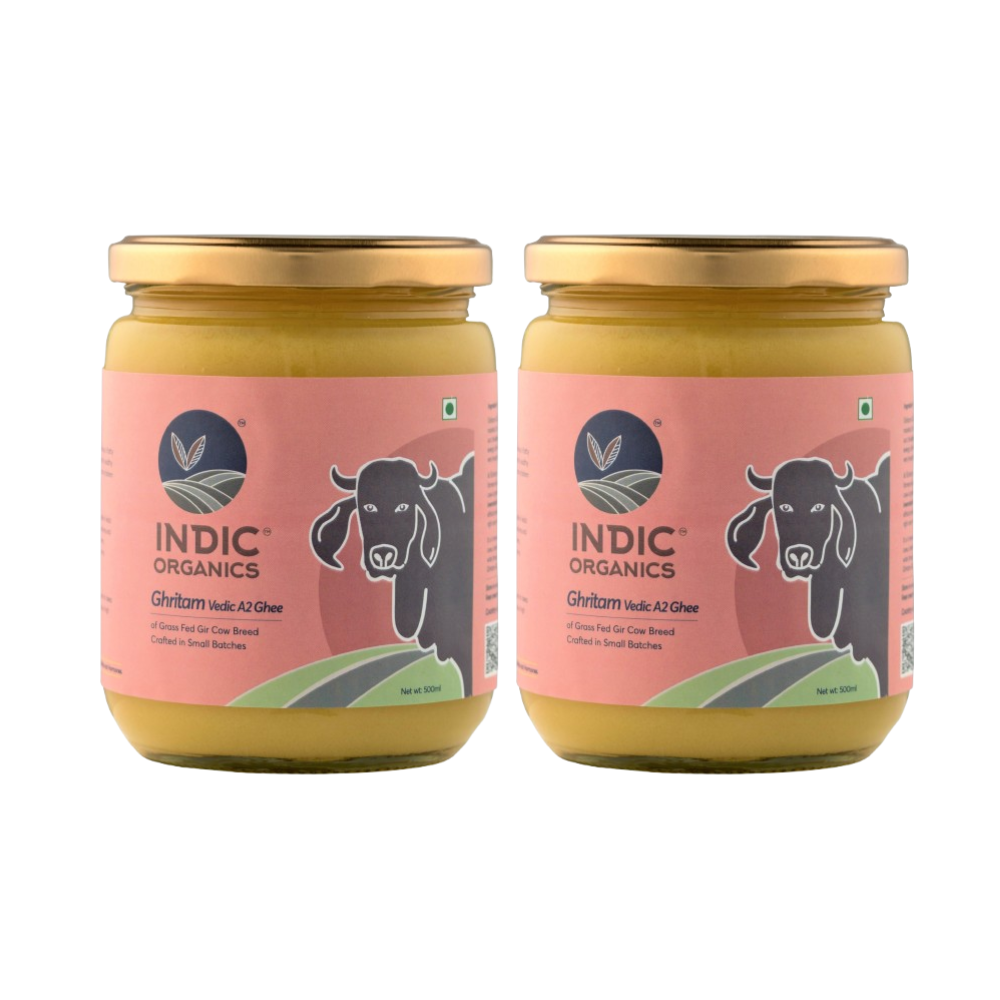 Indic Organics Gir Cow's A2 Ghee | Desi Gir Cow Ghee | Premium and Organic Desi Ghee - Distacart