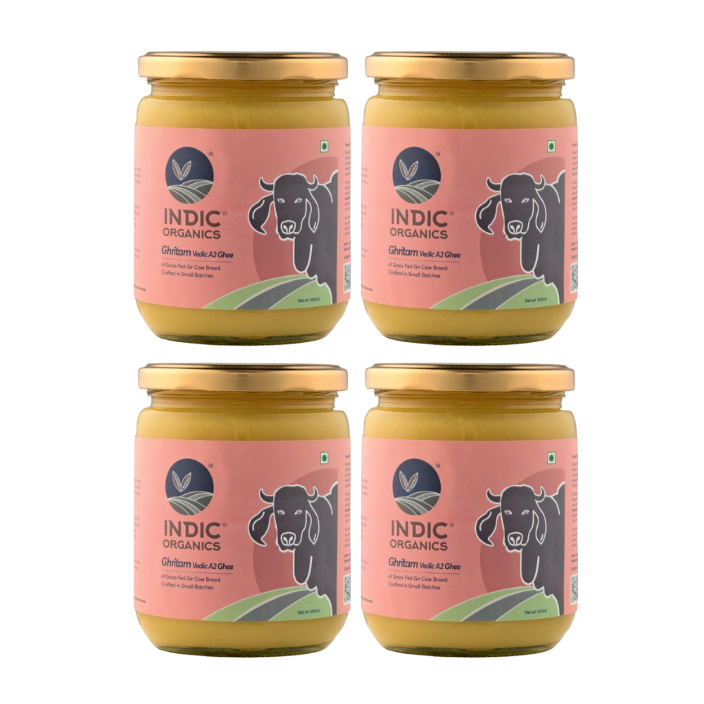 Indic Organics Gir Cow's A2 Ghee | Desi Gir Cow Ghee | Premium and Organic Desi Ghee - Distacart