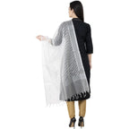 A R SILK Silver Leheriya Fancy Dupatta White Color Dupatta or Chunni