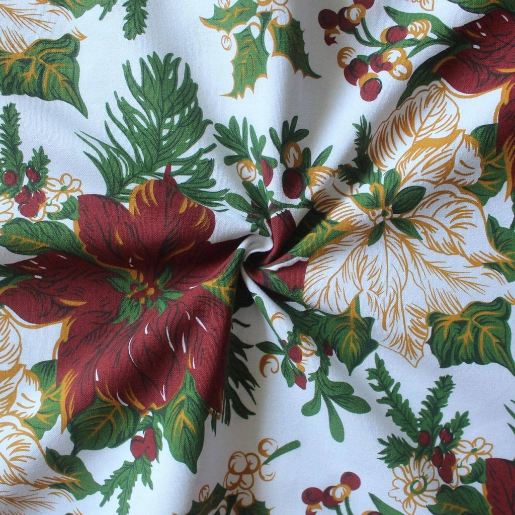 Airwill Cotton Floral Pattern 2 Seater Table Cloth - Maroon
