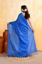 Piyari Fashion Women's Sky Blue Embellished Cotton Blend Zari Check Handloom Saree - Distacart