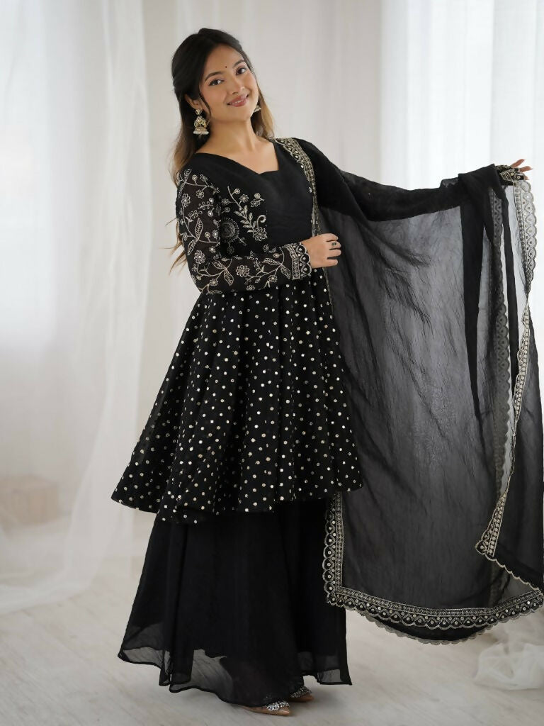 Teeya Creation Black Color Embroidery Work Wedding Wear Salwar Suit - Distacart