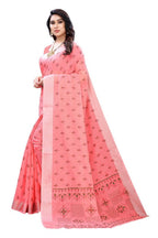 Peach Chanderi Designer Saree
