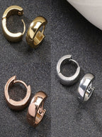 NVR Men's Set of 3 Multicolor Rhodium-Plated Stainless Steel Hoop Earrings - Distacart