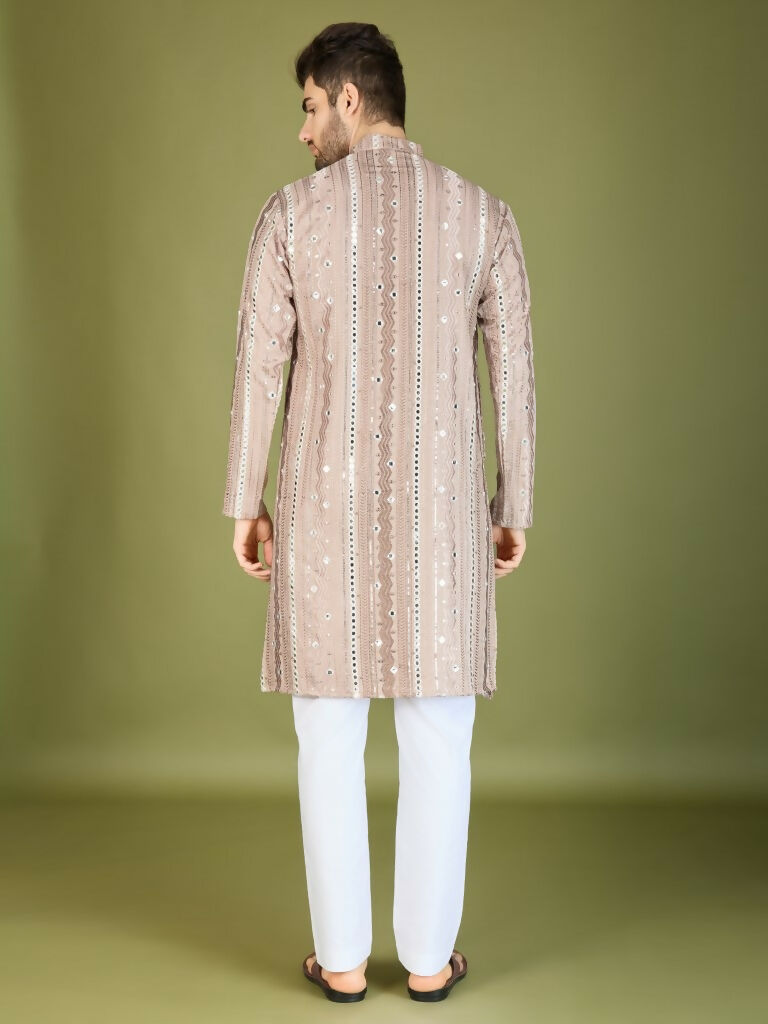 Vastranavya Ivory Exclusive Festival Wear Pure Viscose Rayon Sequence & Foil Mirror Heavy Embroidered Work Kurta