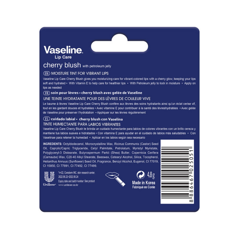 Vaseline Lip Care Lip Balm Stick - Cherry Blush - Distacart