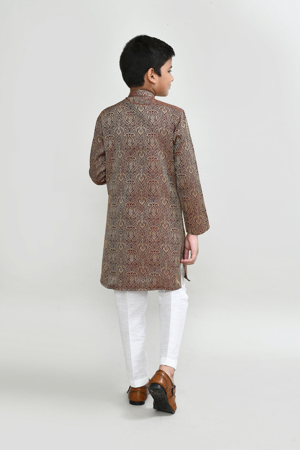 Joban Fashion Imported Jacquard Maroon Kurta With Straight Fit Pant