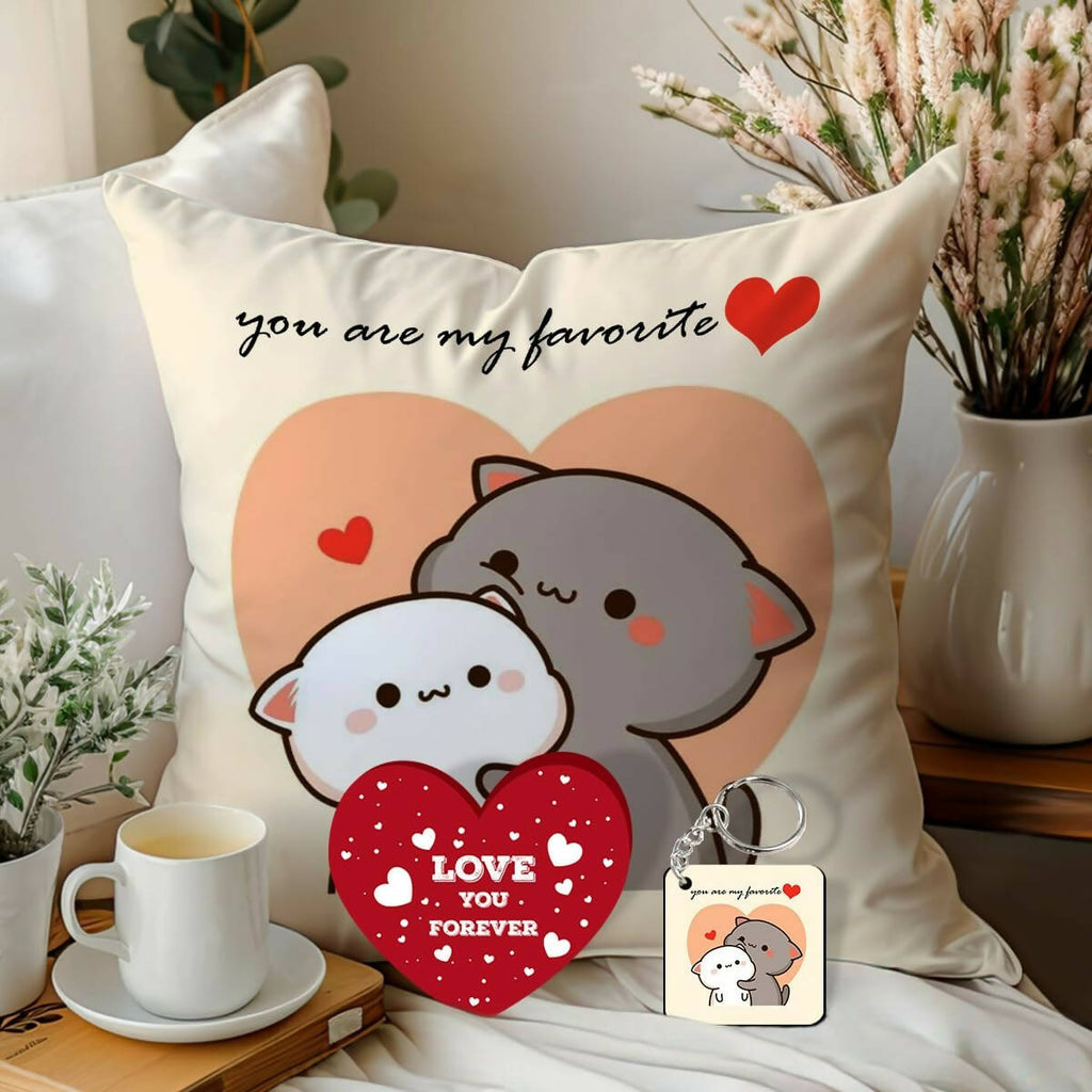 Skytrends Peach And Goma Mochi Cat Pillow Cushion