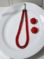 Inhanns Noor-E-Jalwa – Handmade Crystal Bead Necklace / Necklace With Earrings -Adjustable - Maroon