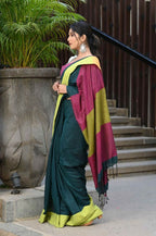 Beatitude Green Cotton Handloom Saree