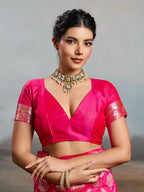 Shree Shyam Fashion Rani Pink Silk Blend Saree - Distacart