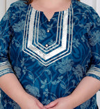 Miravan Plus Size Women'S Gota Patti Cotton Kurta Paired With Palazzo And Dupatta - Distacart