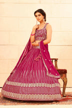 Pink Faux Georgette Embroidery sequence work Lehenga Choli with Dupatta - Dhvani