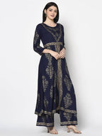 Aniyah Rayon Navy Blue Color Foil Print Anarkali Palazzo Set (AN-191K)