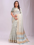 Shree Shyam Fashion Organza Sky Blue Saree - Distacart