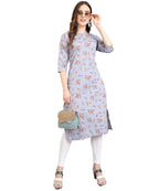 Vamika Grey French Crepe Printed Party Wear/Casual Wear Kurti - Distacart