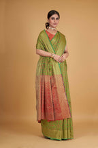 Green Silk Woven Design Saree With Unstitched Blouse Piece - Akshita