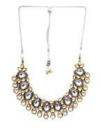 Dual Tone Kundan Neckpiece (silver) - Ruby Raang
