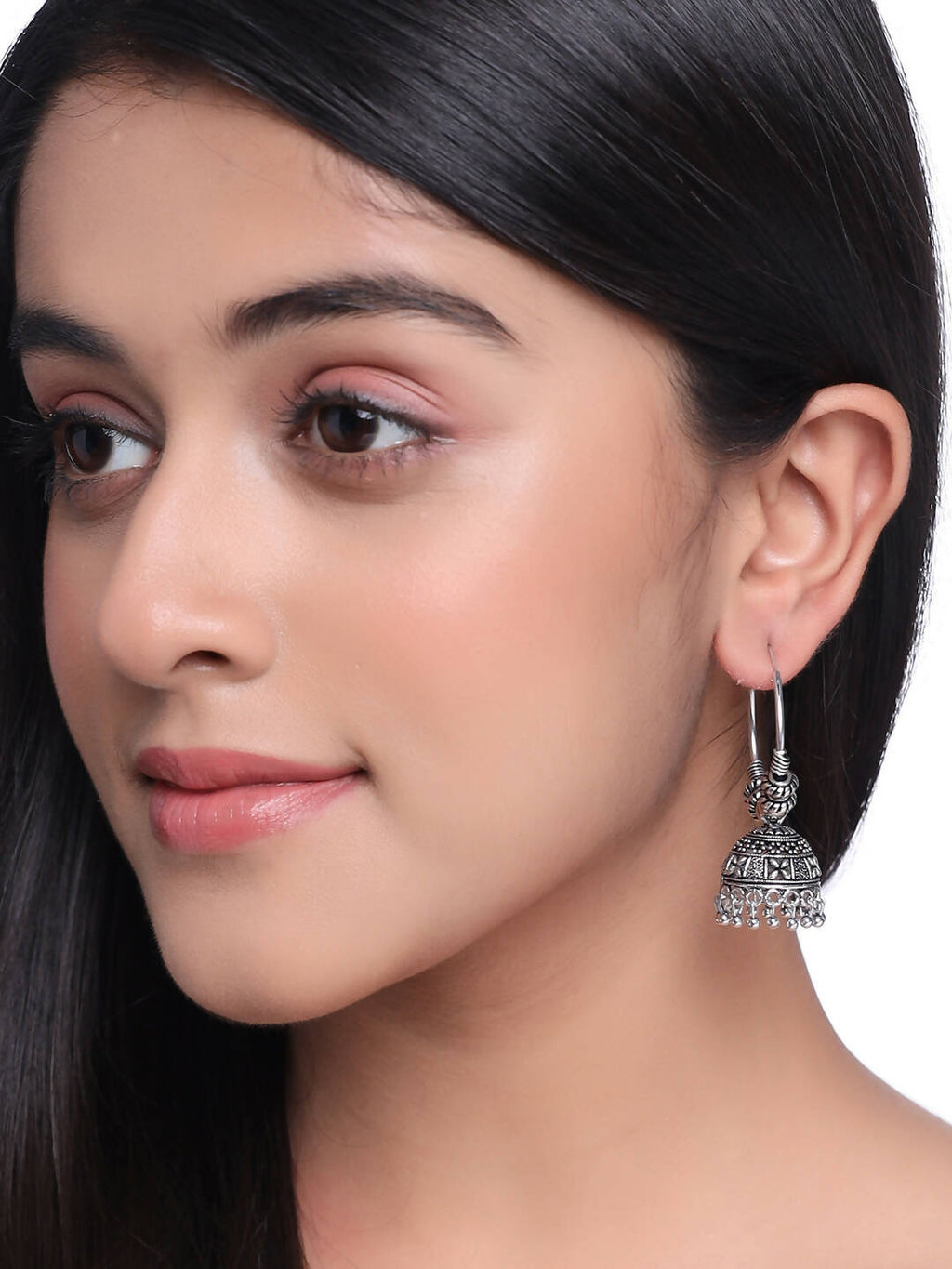 NVR Women Silver-Plated Contemporary Jhumkas Earrings - Distacart