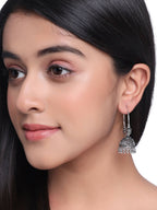 NVR Women Silver-Plated Contemporary Jhumkas Earrings - Distacart