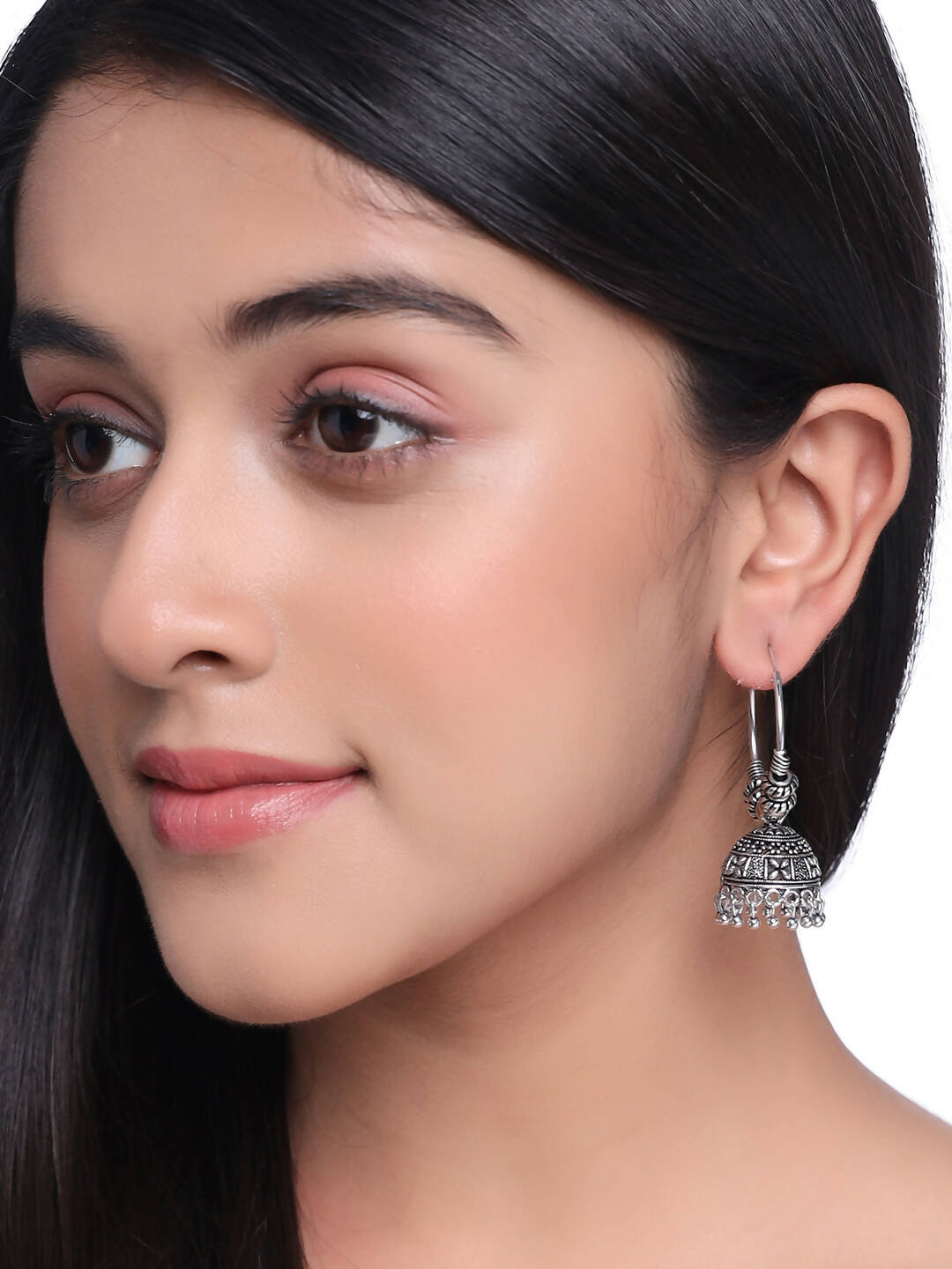 NVR Women Silver-Plated Contemporary Jhumkas Earrings - Distacart