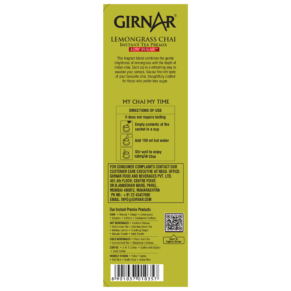 Girnar Instant Tea Premix With Lemongrass (Low Sugar) - Distacart