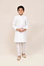 Joban Fashion Art Silk White Kurta With Straight Fit Pant