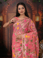Shree Shyam Fashion Linen Cotton Pink Saree - Distacart