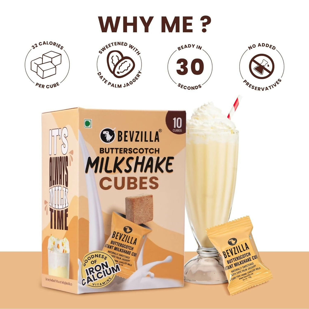 Bevzilla Butterscotch Instant Milkshake Cubes with Organic Date Palm Jaggery - Distacart