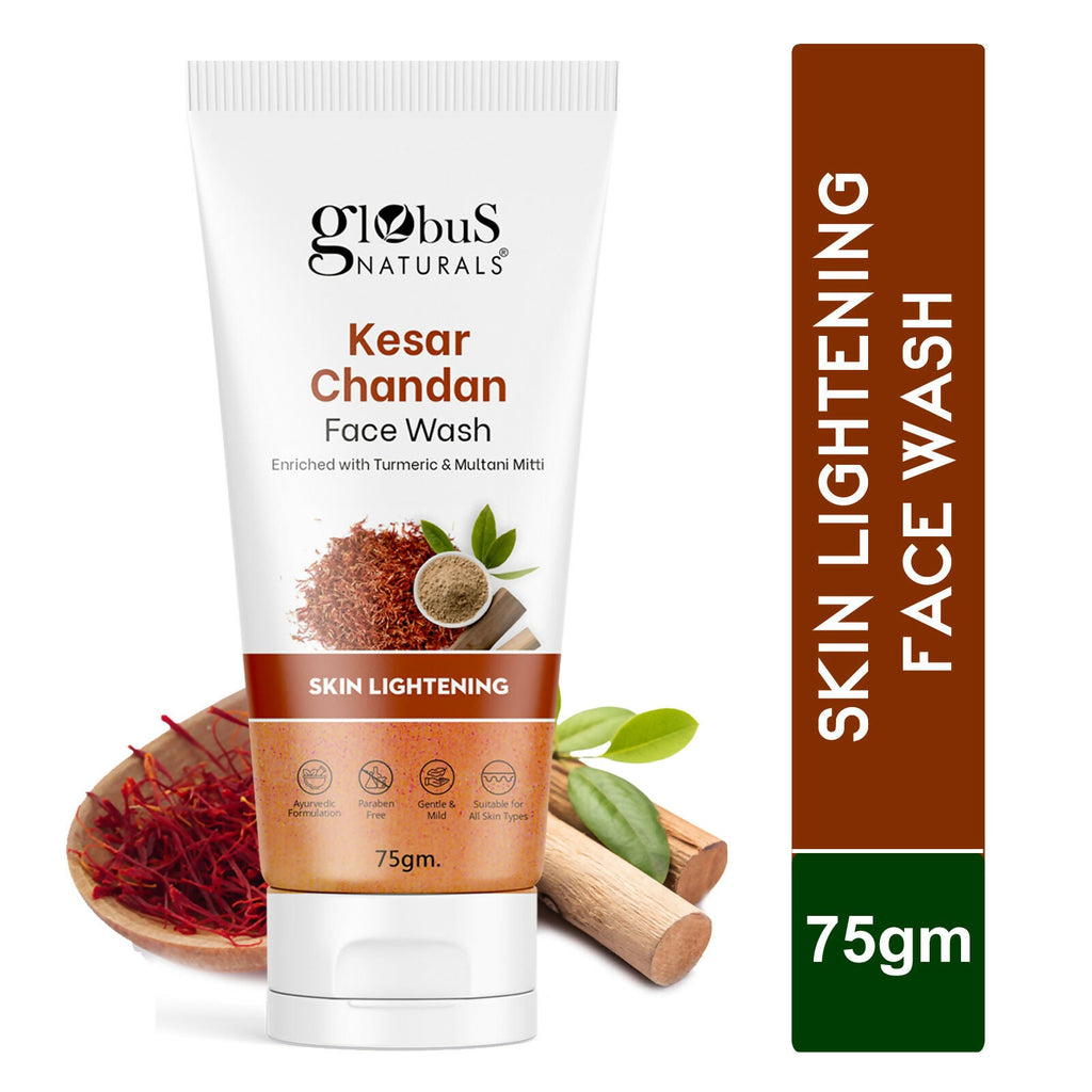 Globus Naturals Kesar Chandan Skin Lightening & Tan Removal Face wash, Suitable For All Skin Types - Distacart