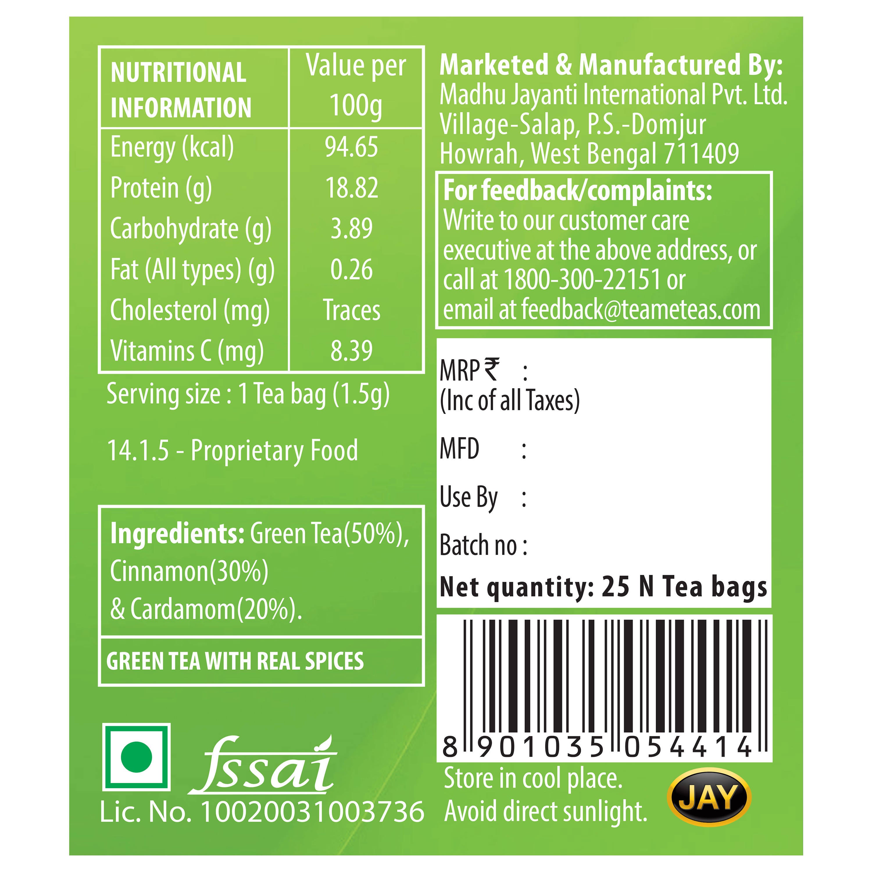 Teame Kashmiri Kahwa Uplift Tea Bags - Distacart