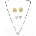 AanyaCentric Gold-Polished Mangalsutra with Pendant, 2 Pair Earrings
