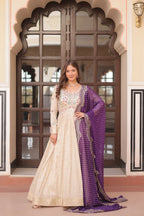 Joban Fashion Purple Jacquard Sequence Embroidery Work Kurta Set - Distacart