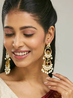Nuyug 22K Gold-Plated Kundan Studded & Pearl Beaded Layered Chandbalis - Distacart